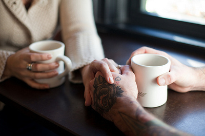 boy,  coffe and  hands