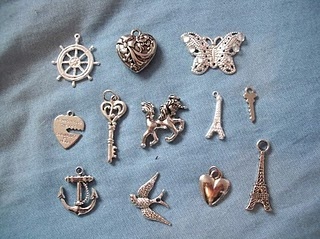 butterfly, charm, cute, eiffel tower, gold, heart