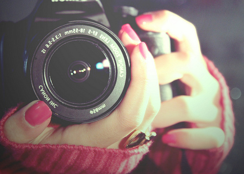 camera, cute, nails, photographer, pink