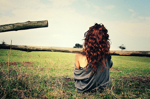 cute, ginger, girl, grass, green, hair