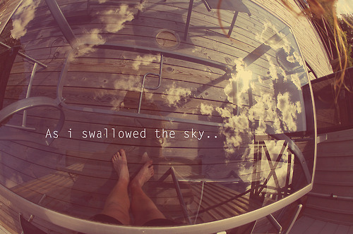 sky, swallowed and text