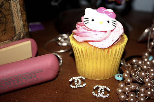channel, cupcake and hello kitty