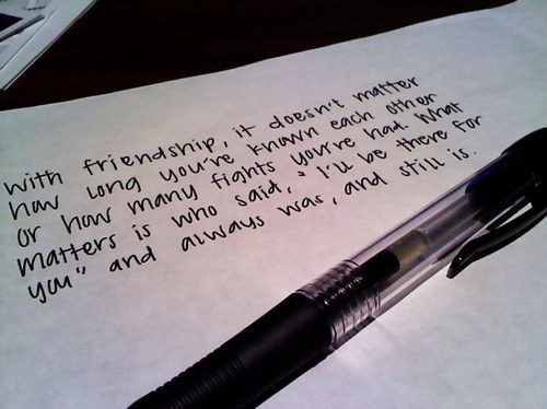 friendship, paper and pen