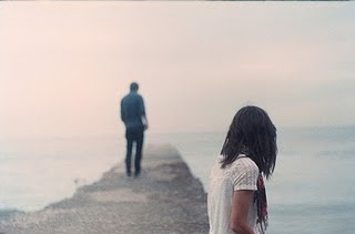 alone, couple, girl, lake, love, sad