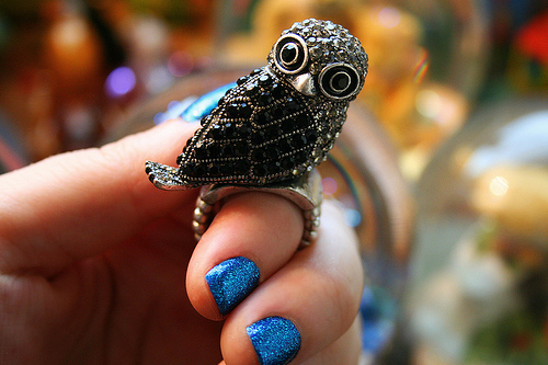 blue, nails and owl