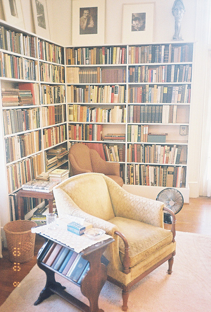books, brown and furniture