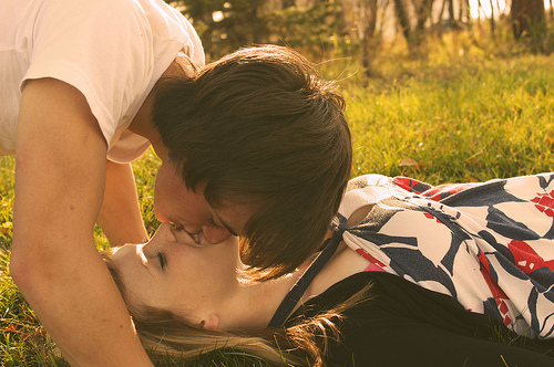 boy, couple, cute, field, girl, grass