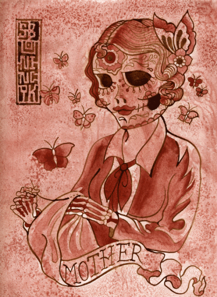 butterflies, day of the dead, dia de los muertos, illustration, mother, painting