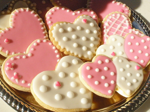 colorful, cookies, cute, dots, heart, heart shape