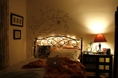 apple,  bed and  bedroom