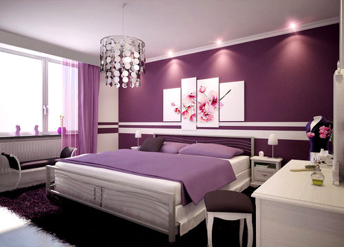 bed, bedroom and chandelier