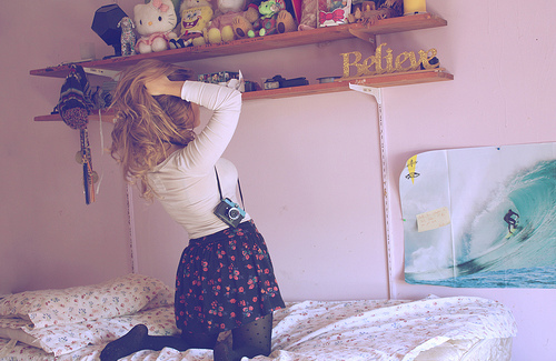 bed, believe, fashion, floral, girl