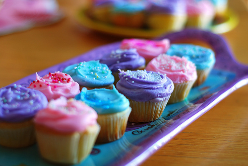 blue, cupcakes and dessert