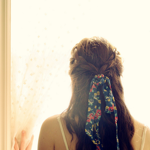 bow, braid and floral