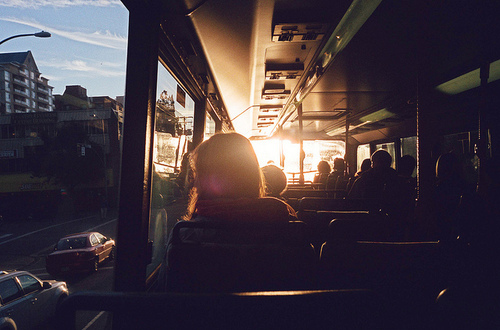 bus, girl and hair