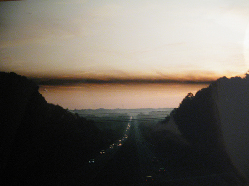 cars, lights, nature, photography, road, sunrise