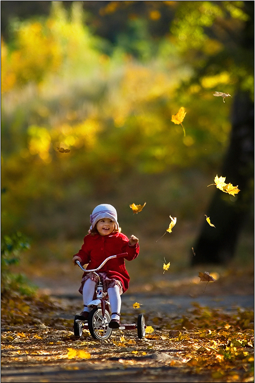 autumn, bicycle and child