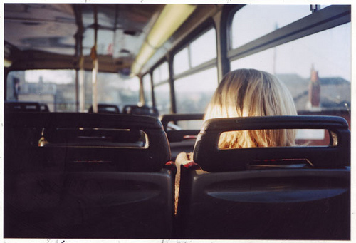 blonde, bus and faceless