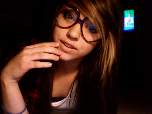 brunette, girl and glasses