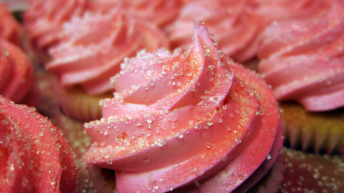 cupcake, cute, food, pastry, pink, sprinkles