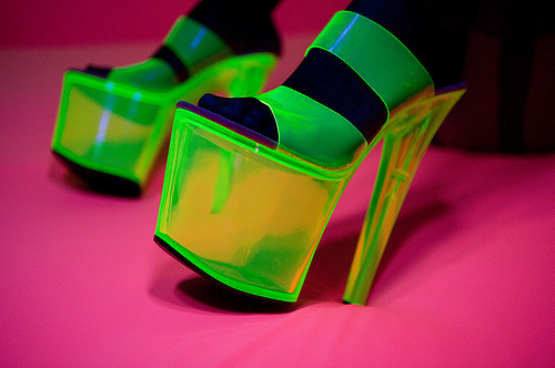 fashion, green and high heels