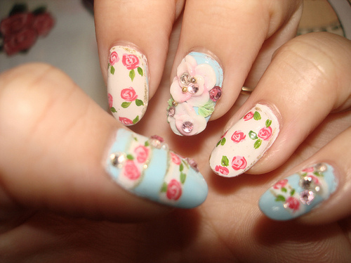 floral, girly and nail art