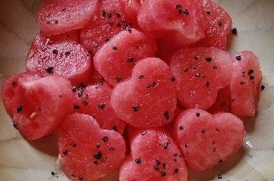food, fruit, heart, hearts, pink, watermelon