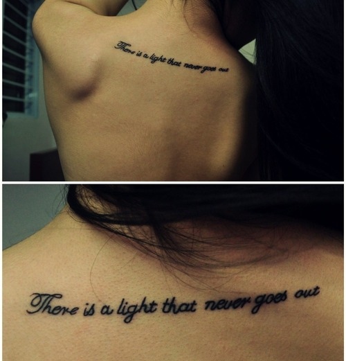 girl quote tattoo text the smiths there is a light that