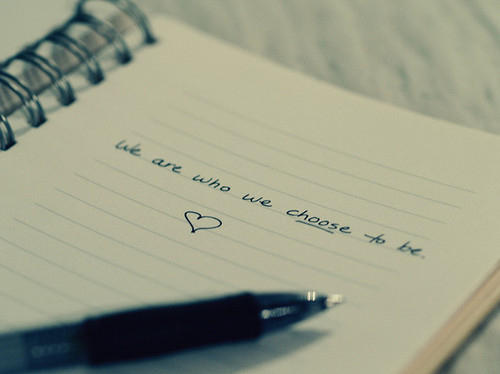 heart, notebook and pen