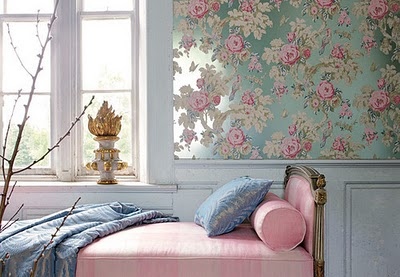 bed,  chair and  floral