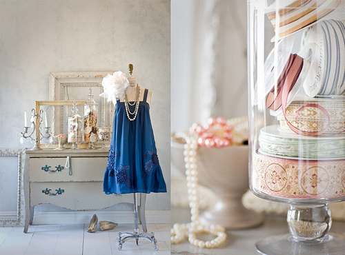 blue, dress, dressing room, interior, room, vintage