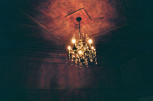 chandelier, crystal and dark