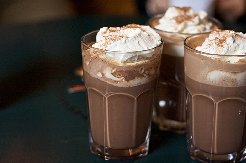 chocolate, hot chocolate and shake