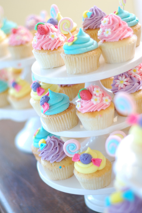 color, cupcakes and food