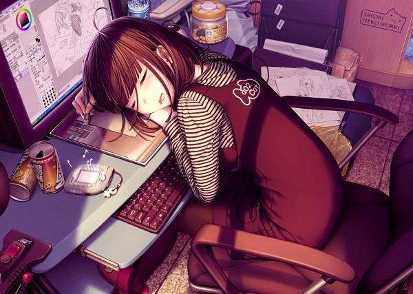 computer, girl and japan