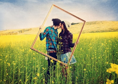 kiss, meadow and perfect