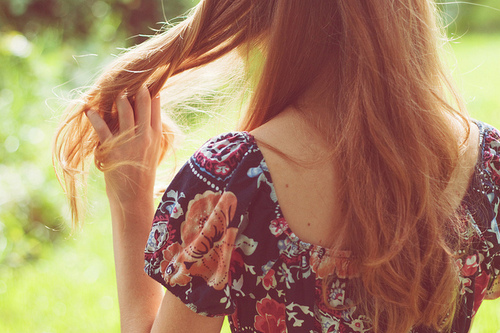 back, floral and girl
