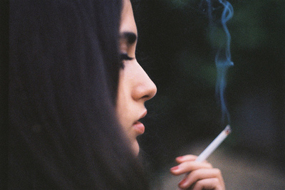 beautiful,  black hair and  cigarette