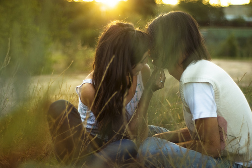 couple, cute and field