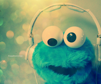 Headphone Earbuds on Blue  Cookiemonster  Earphones  Music  Sesame Street   Inspiring