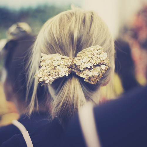 bow, gold, hair, sequin, style