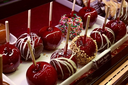 apple, candy apples and fruits