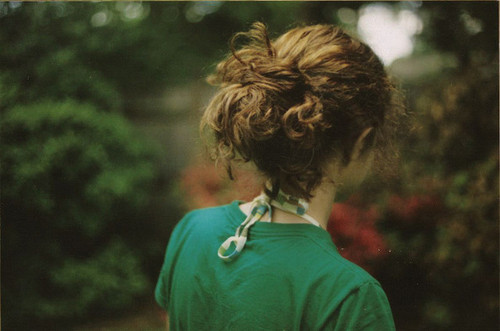 back, curly hair and girl