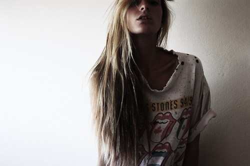 band shirt, girl and hair