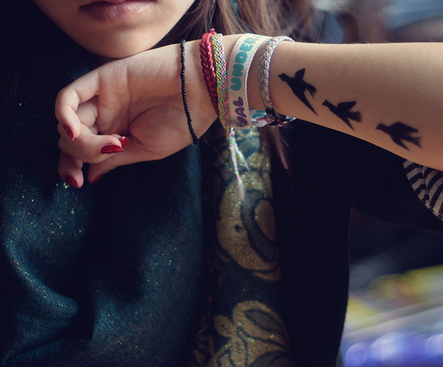 birds, bracelet, bracelets, forearm, girl, nails