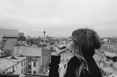 black and white,  cigarette and  girl