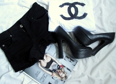 black,  black shoes and  chanel