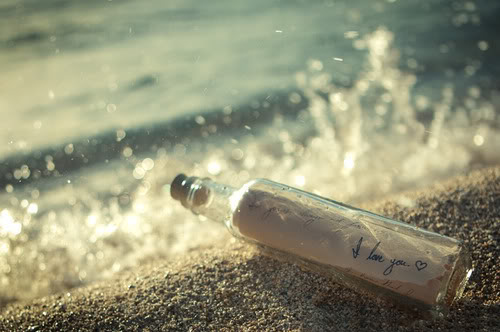 bottle, love and ocean