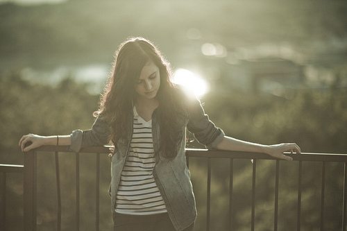 brunette, girl and ocean