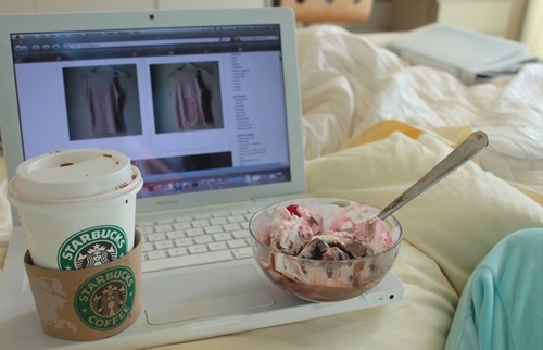 computer, ice cream and laptop